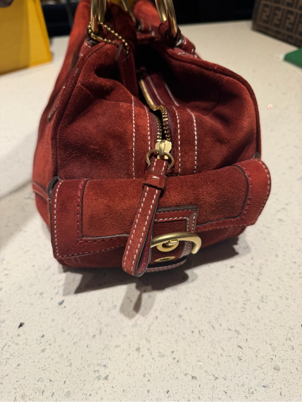 Coach Mia Suede in Deep red shoulder bag - Picture 6 of 16